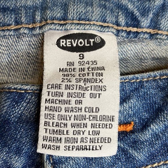 Revolt Jeans Blue Washed Denim Embellished Pockets and Trim Jeans - Picture 9 of 13